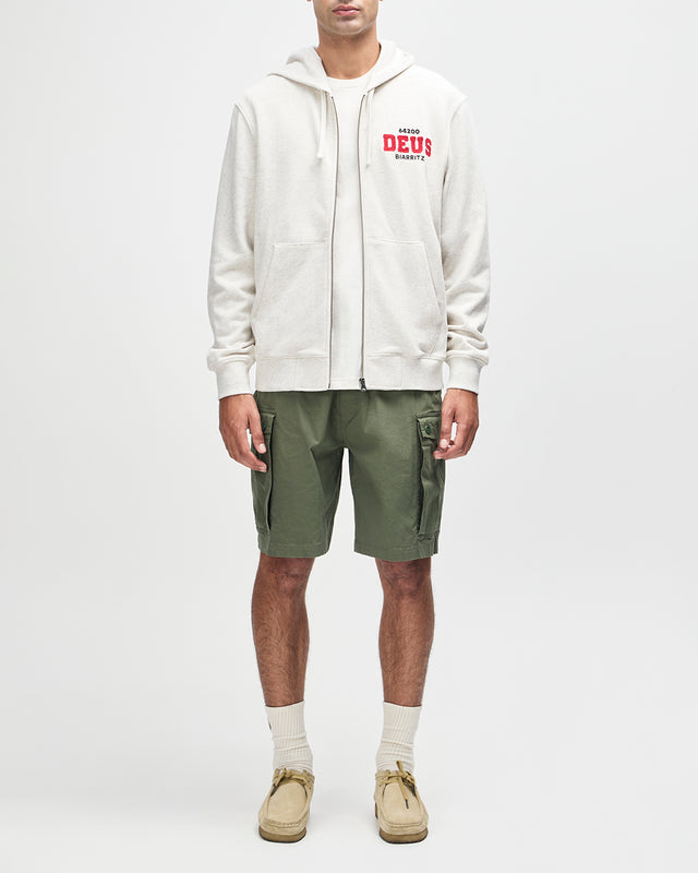 BUCK UP ZIP HOODIE - LT GREY MARLE