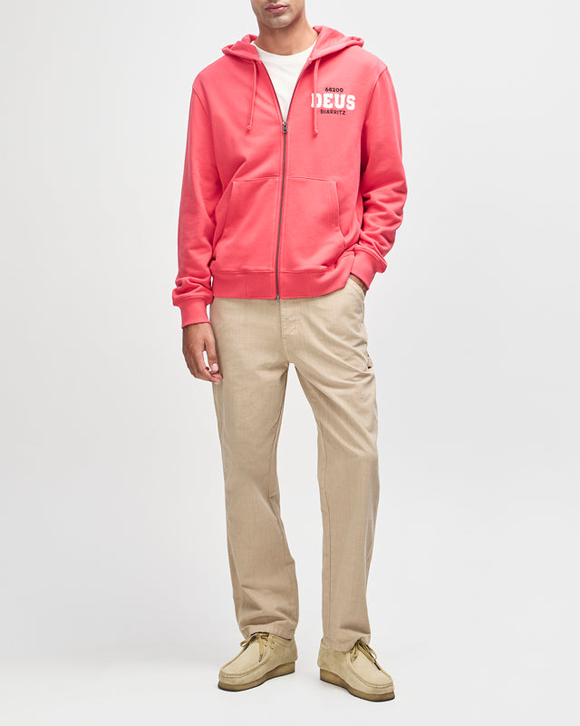 BUCK UP ZIP HOODIE - MELON RED