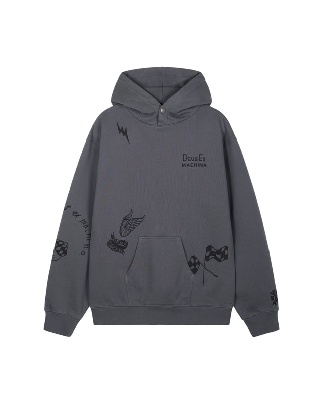 DOODLE DYED HOODIE - CHARCOAL