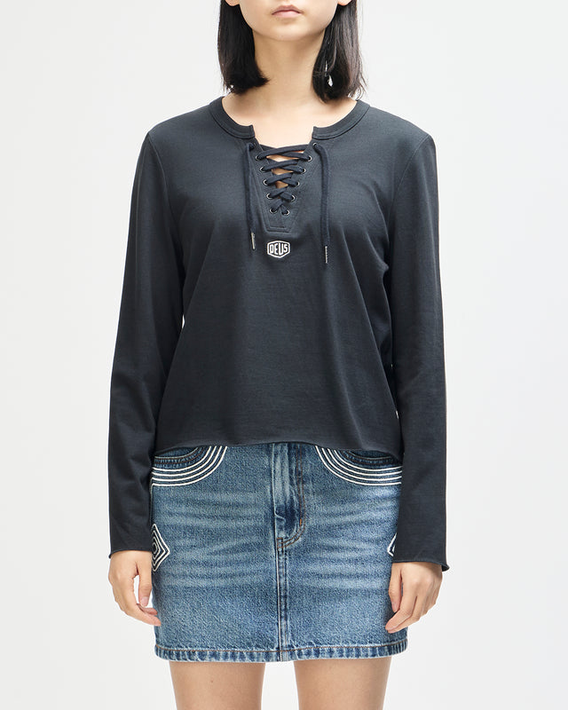 STOPPA LACE UP TOP - BLACK