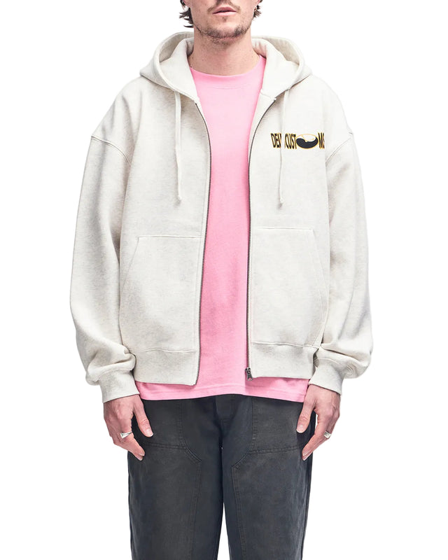 TIME CONSTRAINT ZIP HOODIE - LIGHT GREY MARLE
