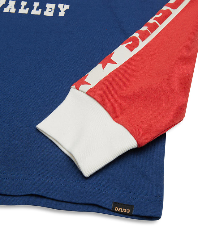 ROUND UP LS TEE - RED/BLUE