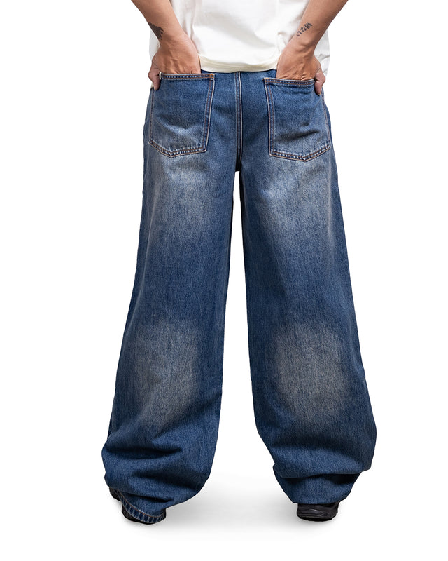 DRIFT LINE WIDE JEAN - MID INDIGO
