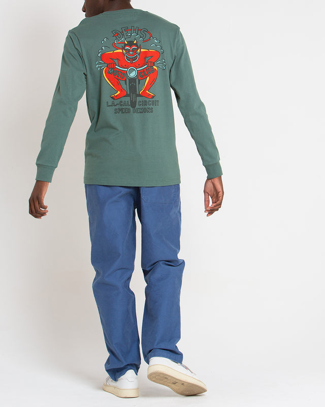 RIDING HOT LS TEE - WORK GREEN